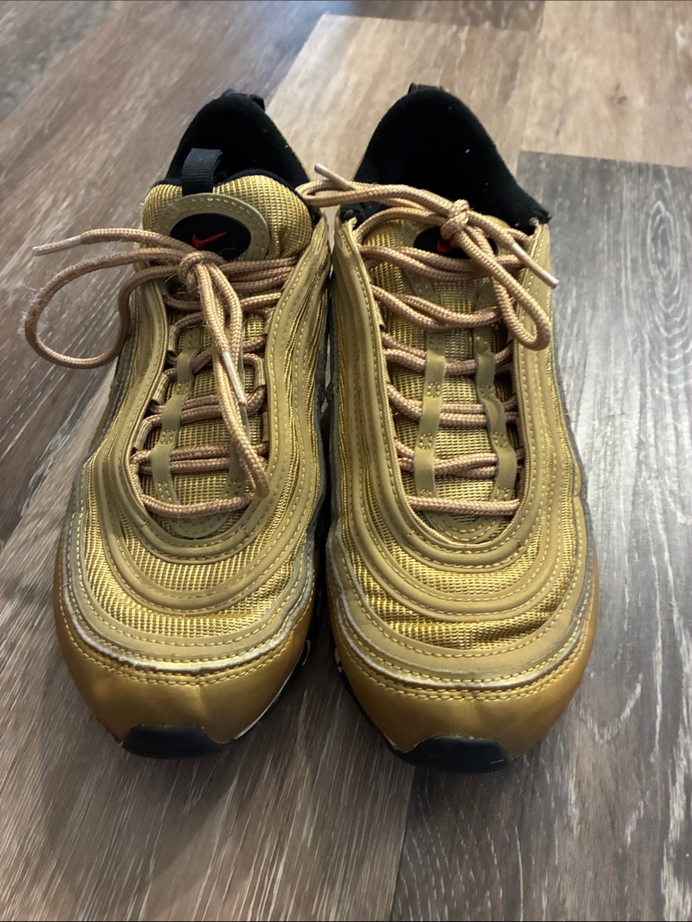 Nike Womens Gold Air Max 97 Casual Sneakers - Picture 2 of 5